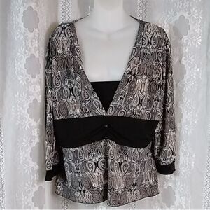 AA Studio AA Black and White Boxy Graphic Women’s Blouse Size Plus 18W